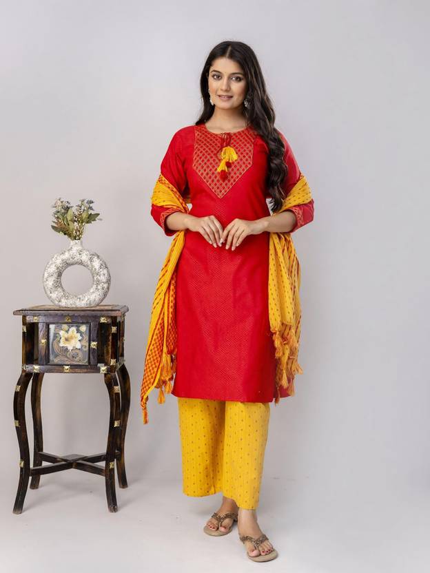 BuraakTexmart Women Kurta Palazzo Dupatta Set