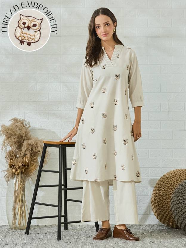 MOKOSH Women Pure Cotton Kurta Palazzo Set