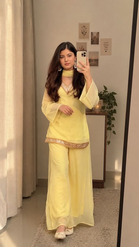 Neetique Women Georgette Kurti Palazzo Dupatta Set - Image 9