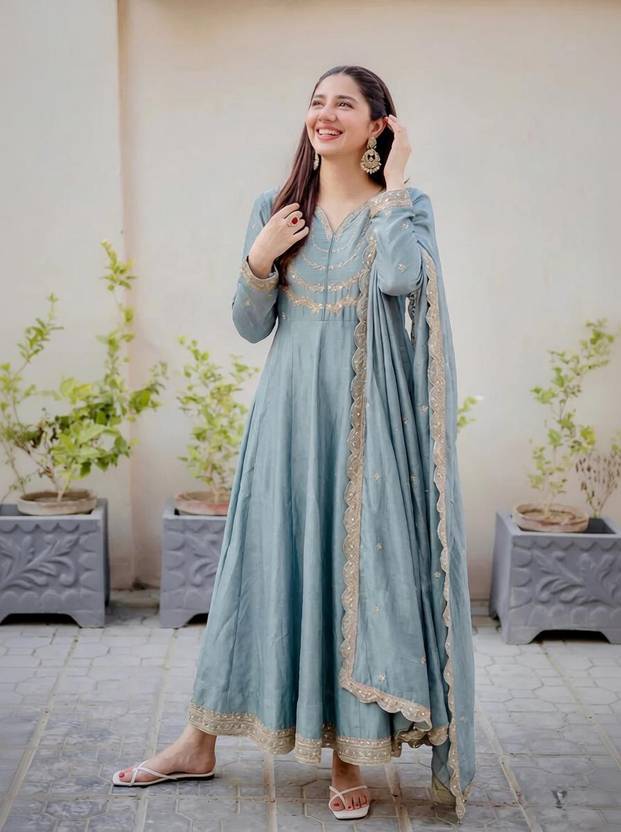 ARVILAS Embroidered, Embellished Kurta, Trouser/Pant & Dupatta Set