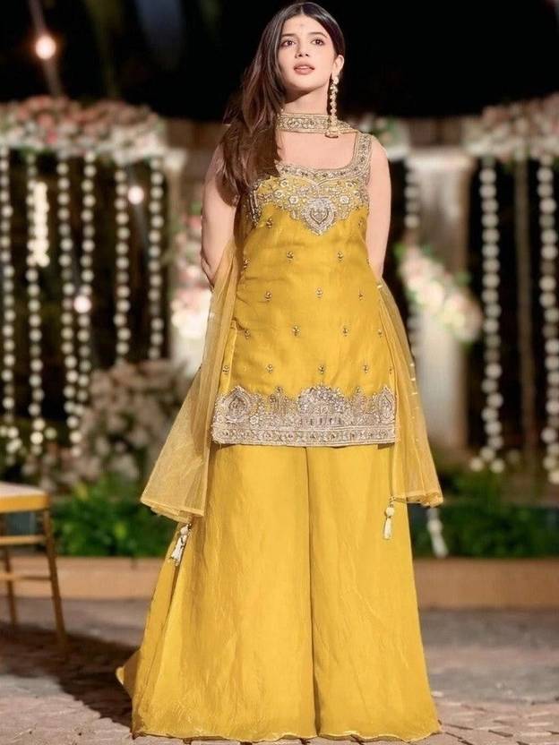 AKSHARAMERA Women Kurta Palazzo Dupatta Set