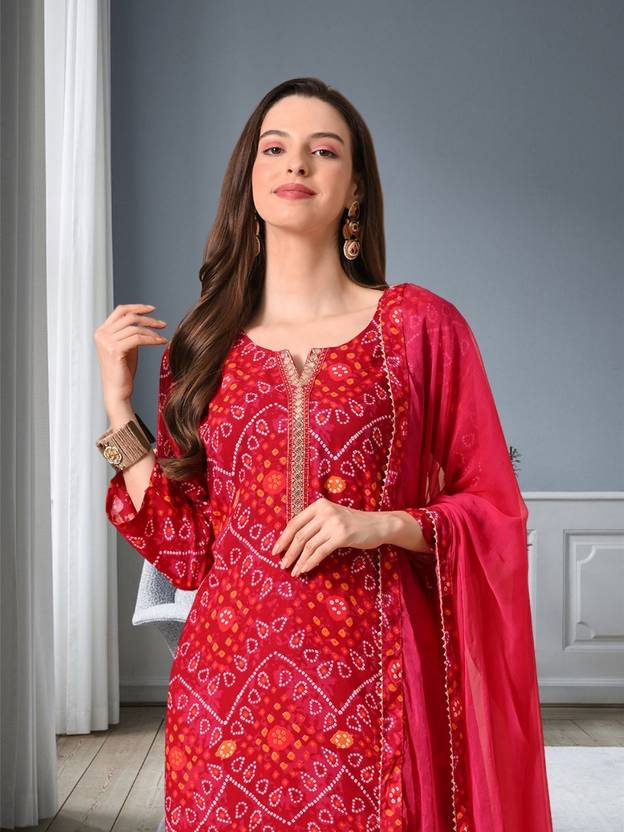 aurbhi Women Cotton Rayon Kurta Pant Dupatta Set