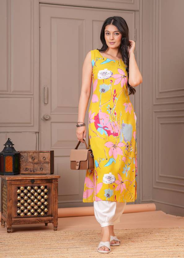 CHARMANT Printed Viscose Rayon Straight Kurta for Women