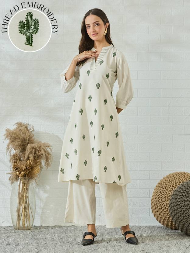 MOKOSH Women Pure Cotton Kurta Palazzo Set