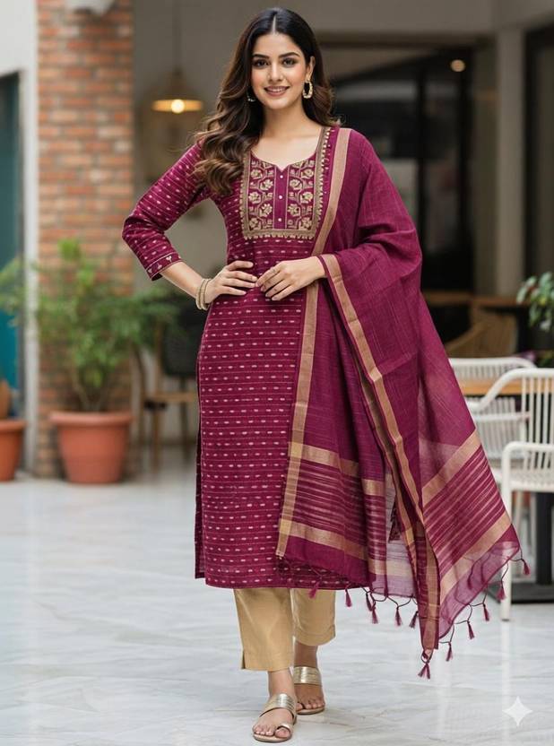 MARKSHIZUKA Women Kurti Pant Dupatta Set