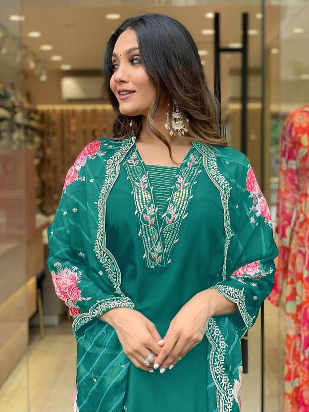 Vivisha Women Viscose Rayon Kurta Pant Dupatta Set
