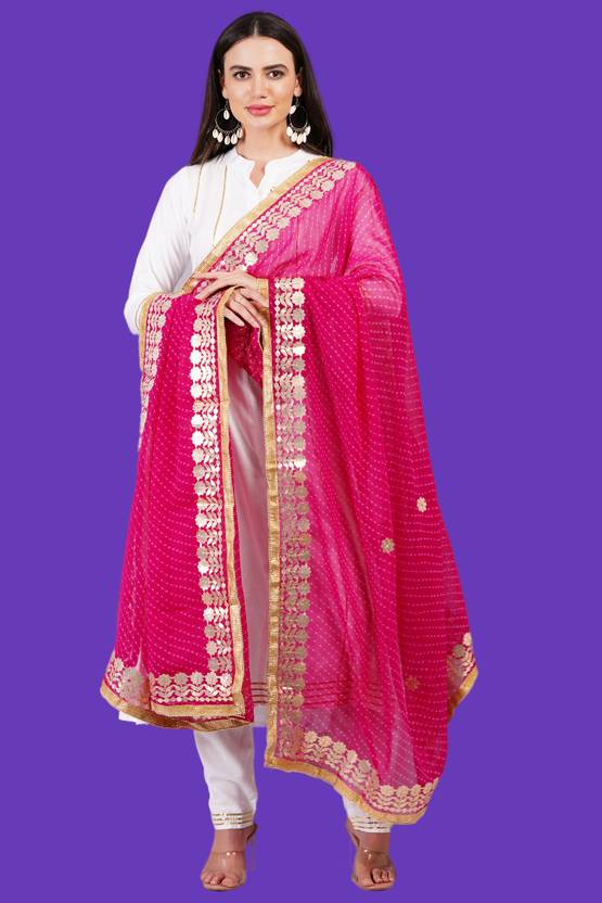 JC4U Women Viscose Rayon Kurta Pant Attached Dupatta Set