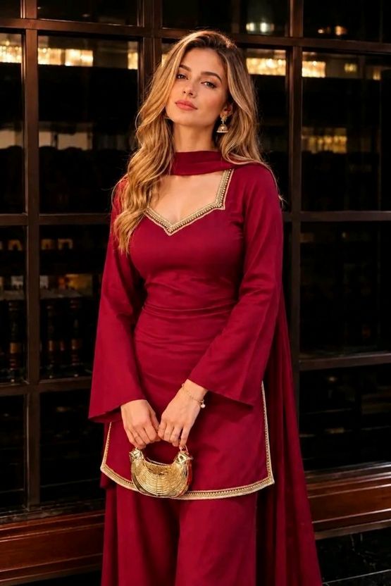 Neetique Women Georgette Kurti Palazzo Dupatta Set - Image 4