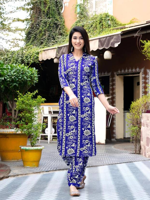 Bhagyesh Fashion Women Viscose Rayon Kurta Palazzo Set