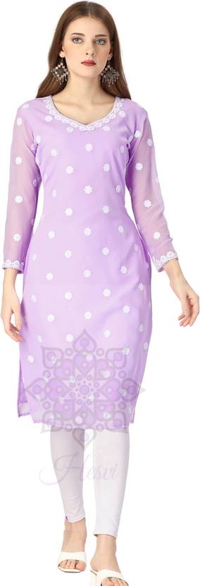 HESVI Women Embroidered A-line Kurta