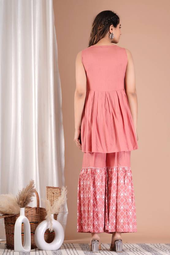 Women Viscose Rayon Kurta Sharara Set