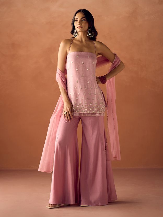 Neetique Women Georgette Kurti Palazzo Dupatta Set - Image 8