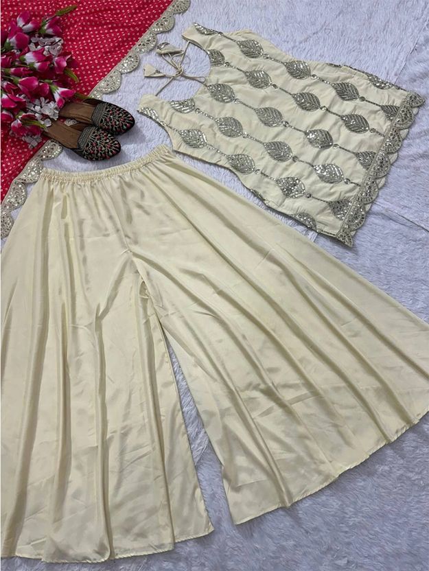 FLORIKA Women Silk Blend Kurta Palazzo Dupatta Set - Image 3