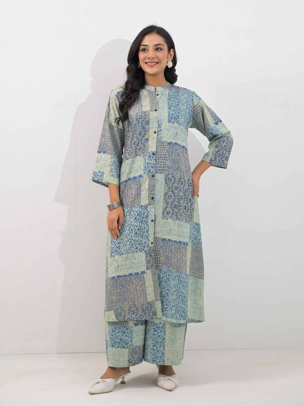 SAANWRI Floral Print Viscose Rayon A-line Kurta for Women