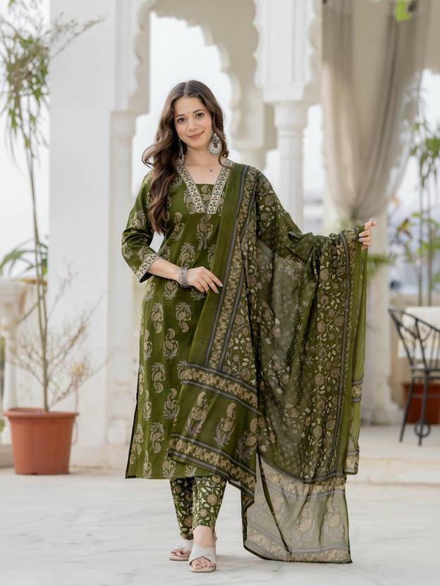 GEKHA Women Kurta Pant Dupatta Set