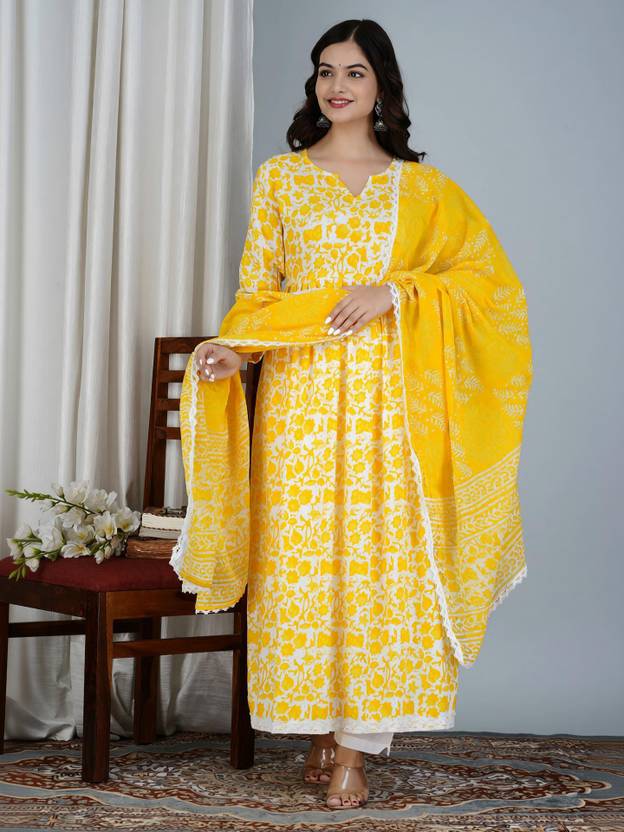 rudrama Women Viscose Rayon Kurta Pant Dupatta Set