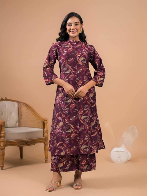 SAANWRI Pack of 2 Printed Viscose Rayon, Polyester A-line Kurta for Women