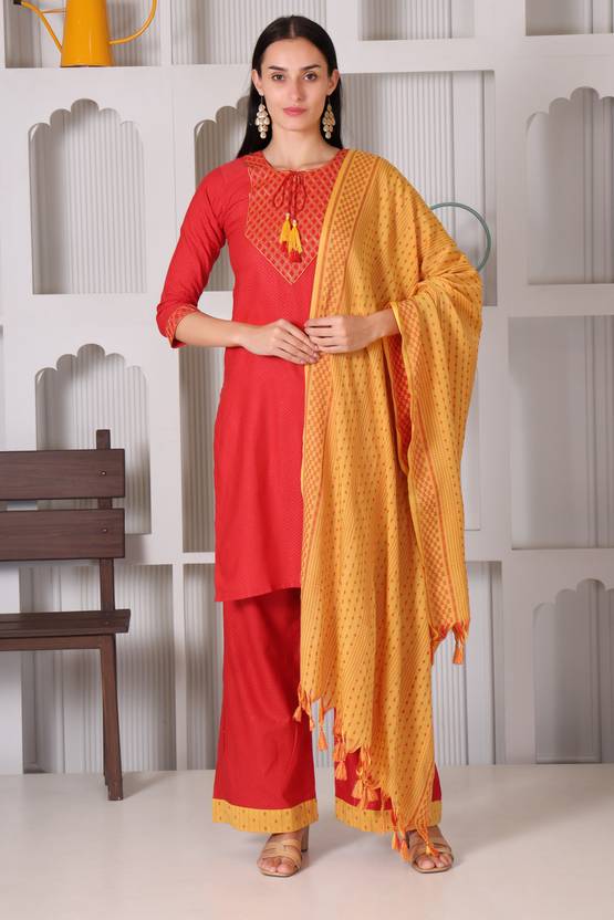 BuraakTexmart Women Kurta Palazzo Dupatta Set