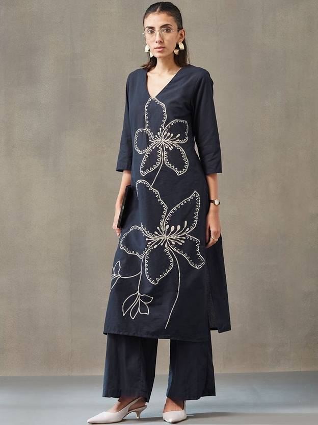 navibhu Women Pure Cotton Kurta Palazzo Set