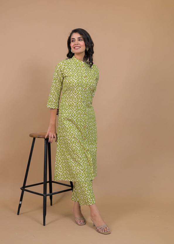 SAANWRI Printed Pure Cotton Straight Kurta for Women
