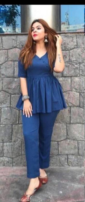 [Size 3XL] RAHABFAB Women Viscose Rayon Crop Top & Pant Set