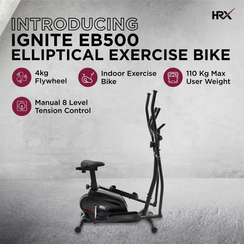 HRX Ignite EB500 Elliptical With 3Kg Flywheel, 8 level Tension and Seat