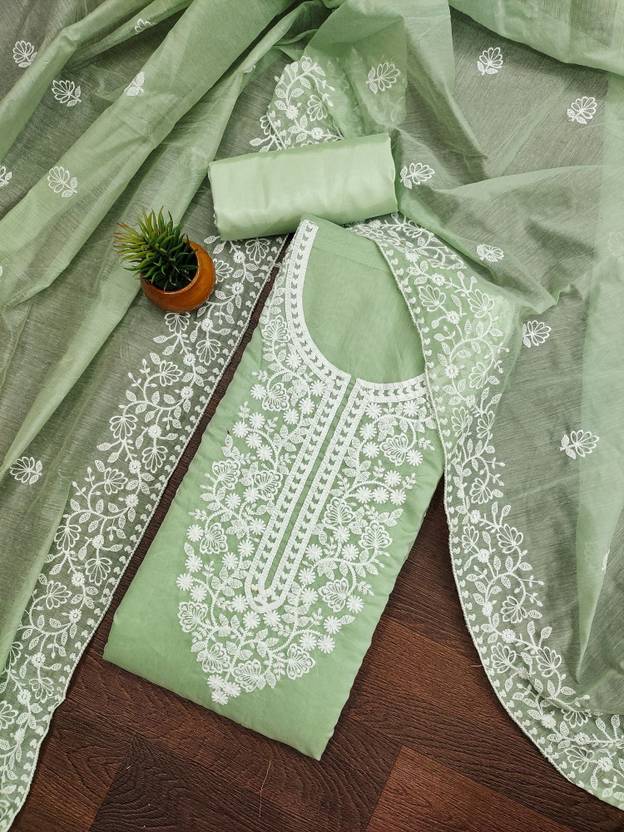 NEGRONISTAR Cotton Silk Embroidered Salwar Suit Material