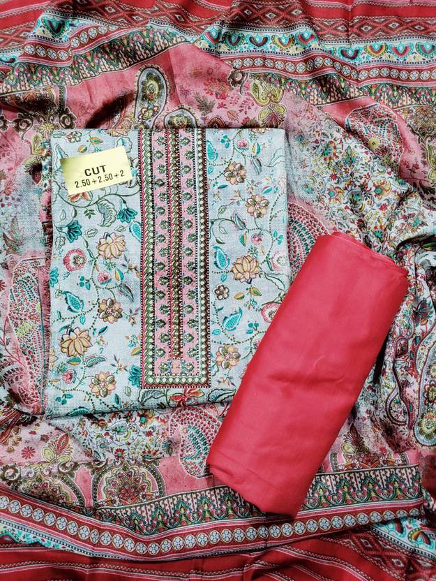 Unstitched Pure Cotton Salwar Suit Material Floral Print