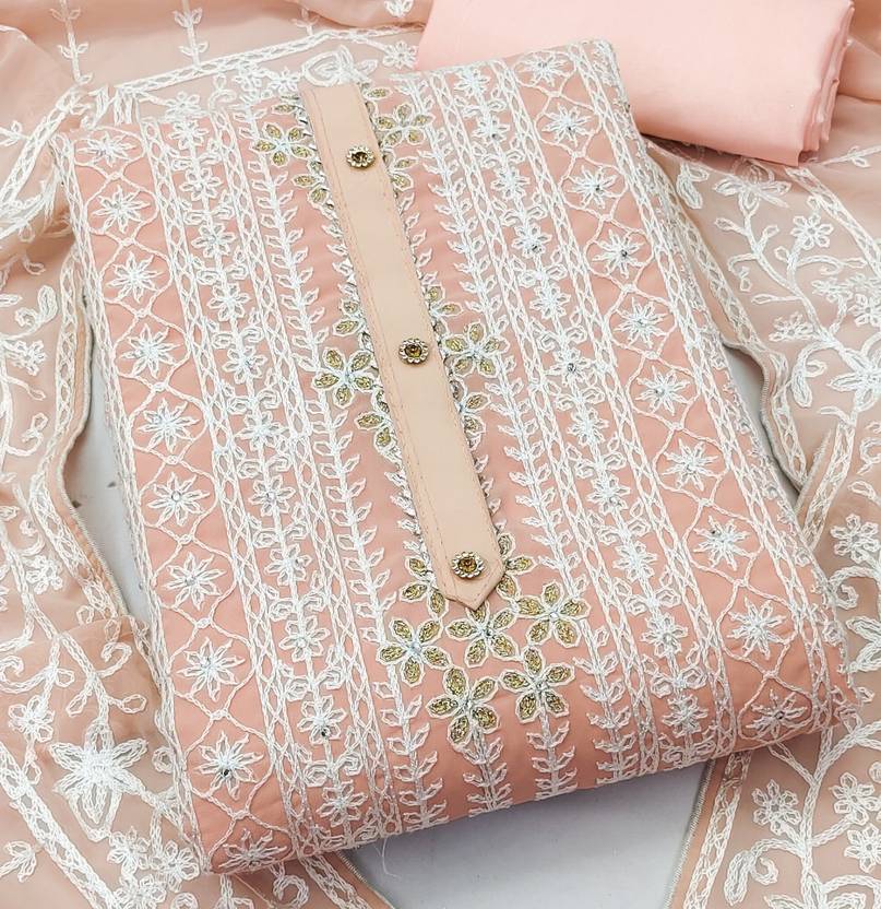 Unstitched Georgette Salwar Suit Material Embroidered