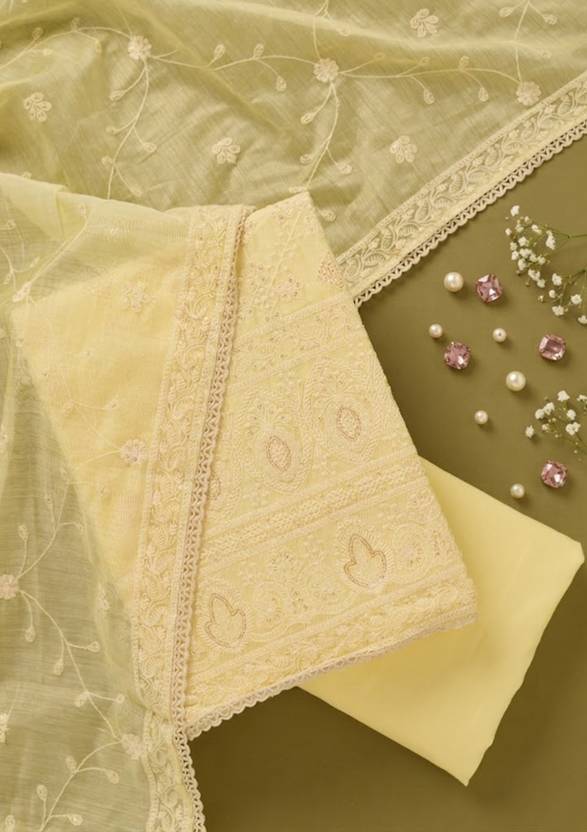 KOSKII Cotton Blend Embroidered Salwar Suit Material