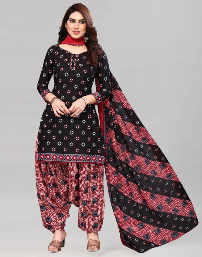 Unstitched Cotton Blend Salwar Suit Material Floral Print