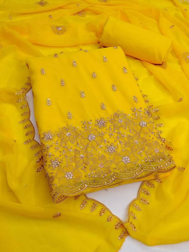 SWARNGANGA TEX Unstitched Georgette Salwar Suit Material Embroidered