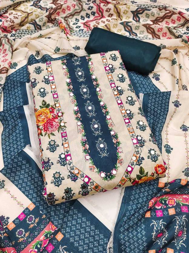 SWARNGANGA TEX Unstitched Art Silk Salwar Suit Material Graphic Print