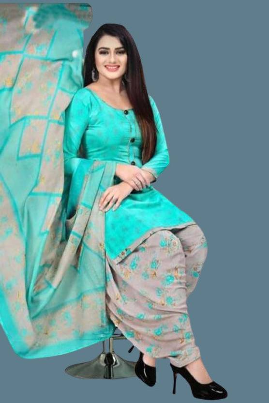 adfab Crepe Printed Kurta & Patiyala Material