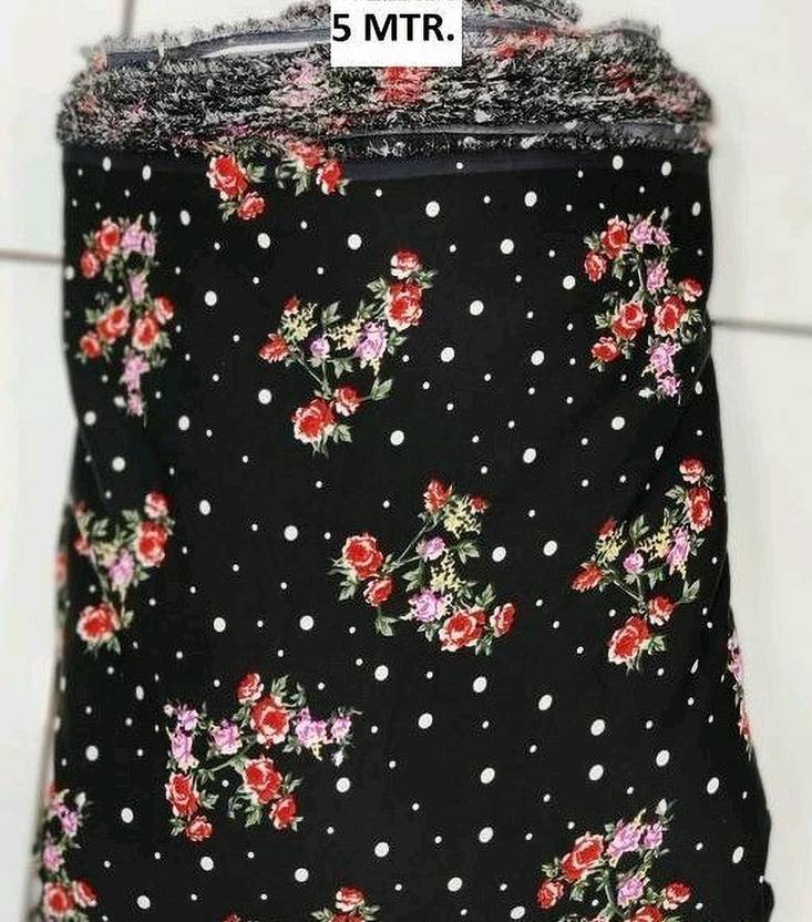 kraftvilla Unstitched Crepe Kurta Fabric Floral Print