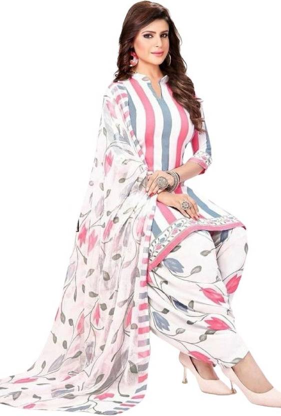 ADFAB TEX Unstitched Crepe Kurta & Patiyala Material Solid, Floral Print, Printed, Geometric Print