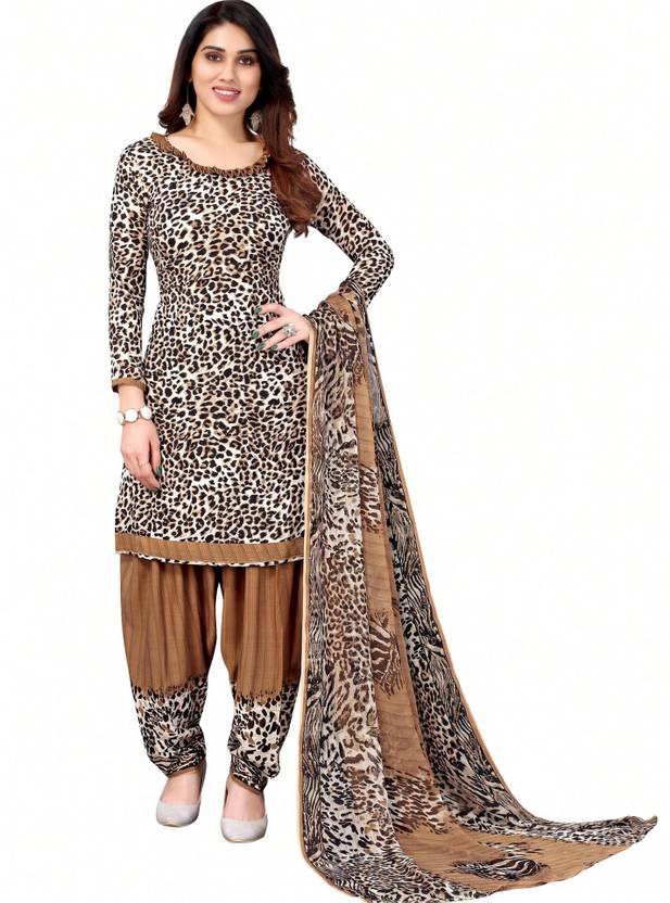 AYKA CLOTHINGS Crepe Floral Print, Printed, Geometric Print Salwar Suit Material