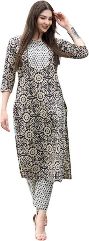 BAMLIZA WEAR Women Cotton Blend Kurti Pant Set