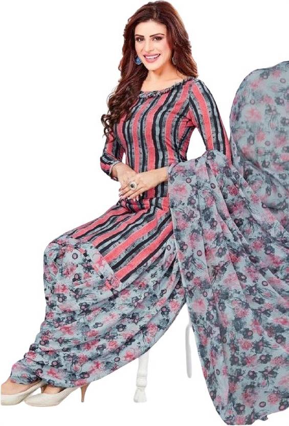Peachmode Unstitched Crepe Salwar Suit Material Printed