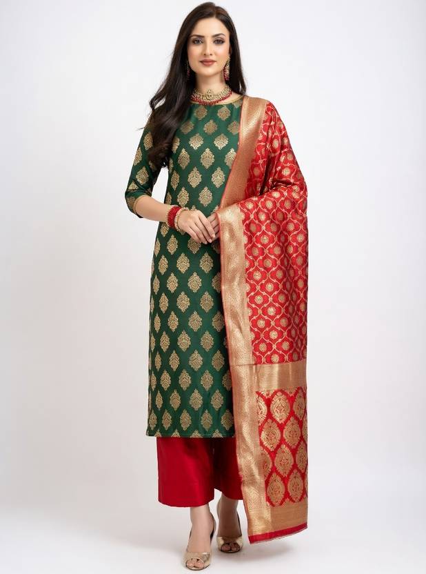 SERONA FABRICS Jacquard Printed Kurta & Palazzo Material