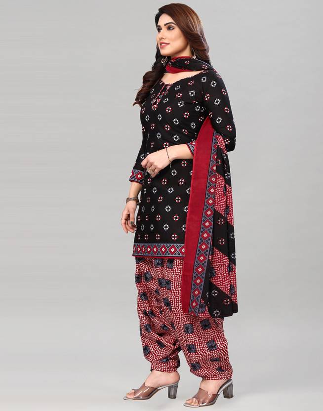 Unstitched Cotton Blend Salwar Suit Material Floral Print