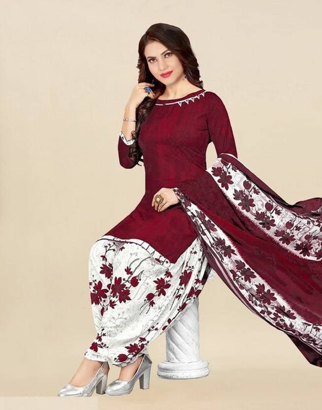 AYKA CLOTHINGS Unstitched Crepe Salwar Suit Material Floral Print