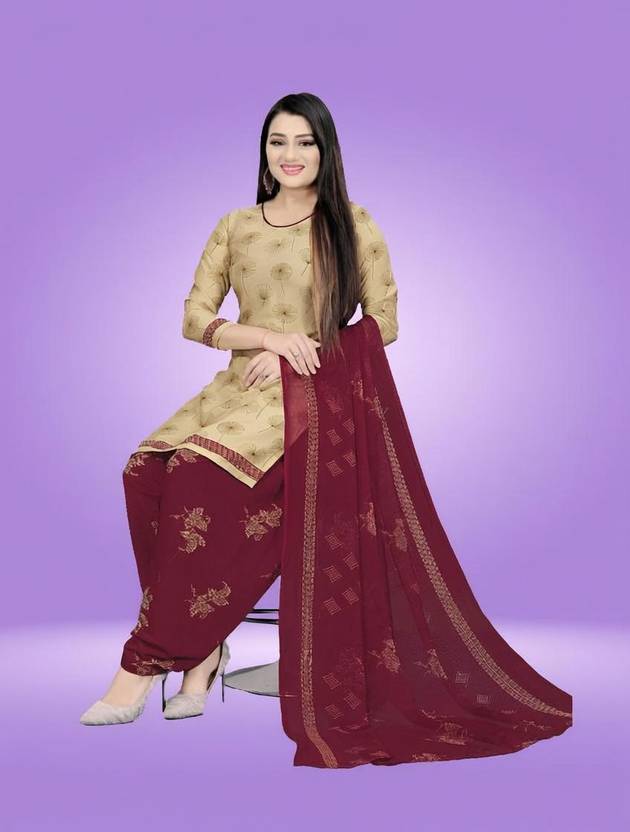 AYKA CLOTHINGS Crepe Floral Print Salwar Suit Material