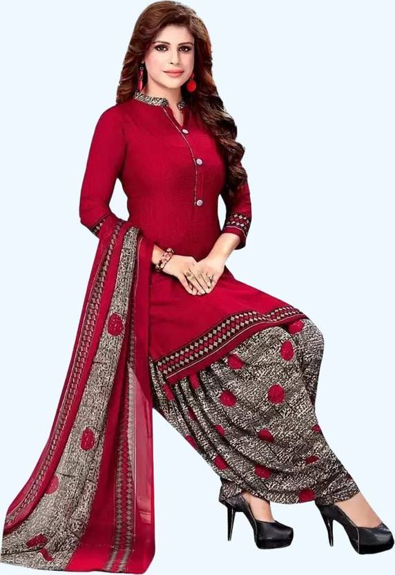 ADFAB TEX Unstitched Crepe Kurta & Patiyala Material Solid, Floral Print, Printed, Geometric Print