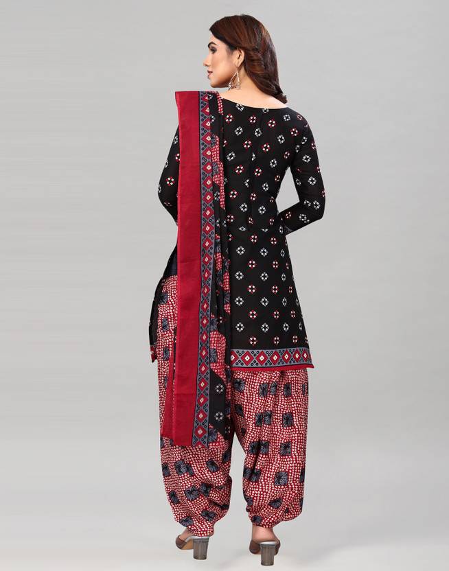 Unstitched Cotton Blend Salwar Suit Material Floral Print