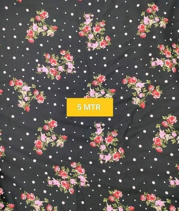 kraftvilla Unstitched Crepe Kurta Fabric Floral Print