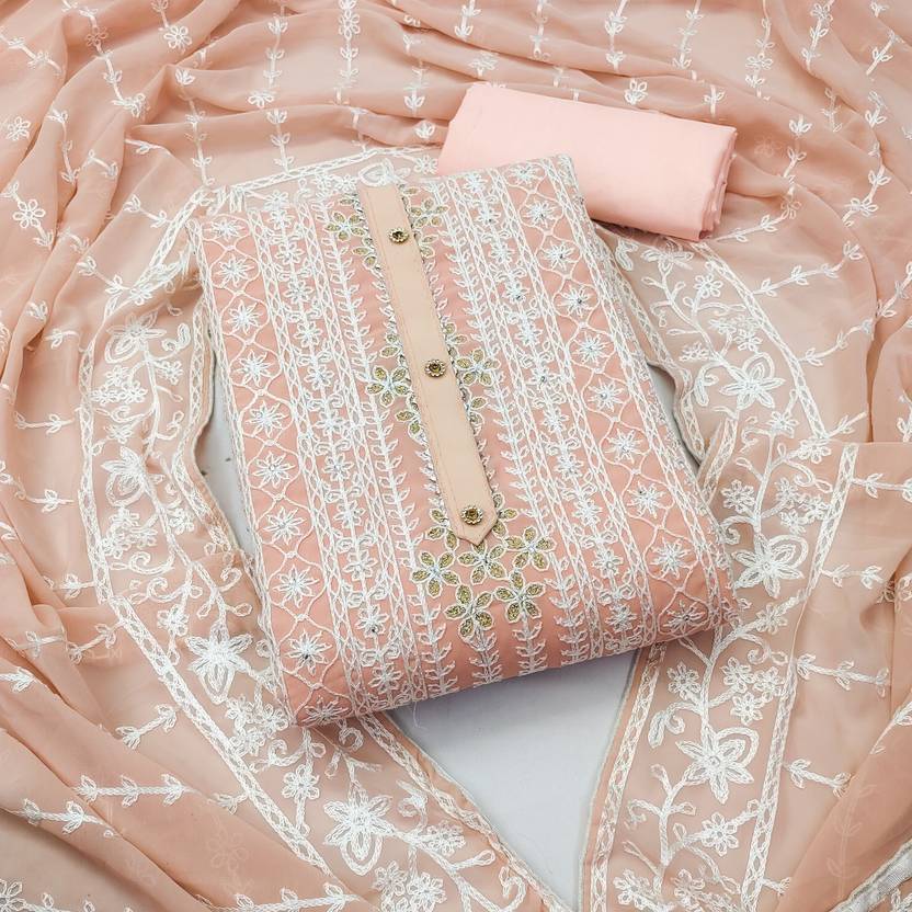 Unstitched Georgette Salwar Suit Material Embroidered