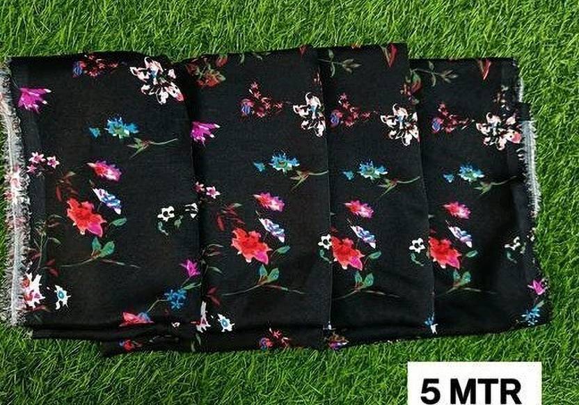 kraftvilla Unstitched Crepe Kurta Fabric Floral Print