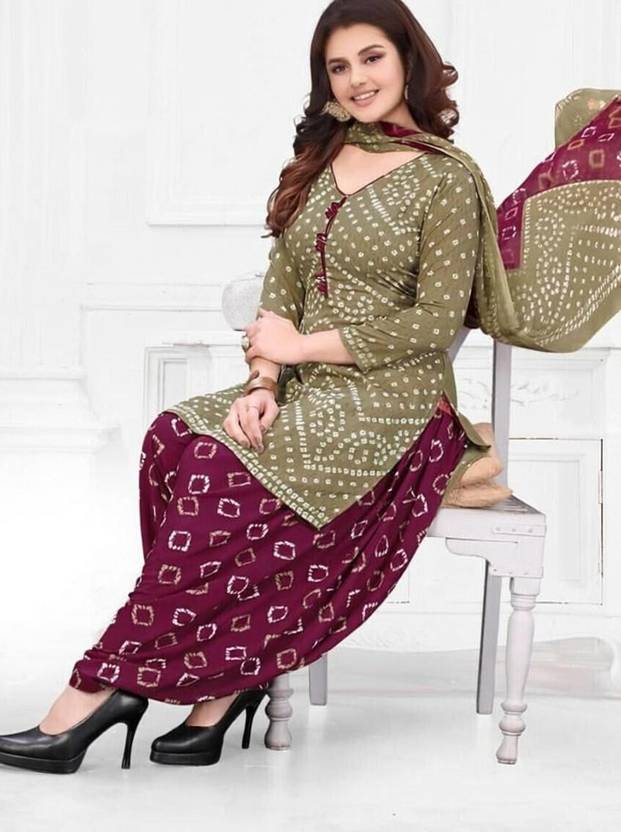 AYKA CLOTHINGS Unstitched Crepe Salwar Suit Material Printed