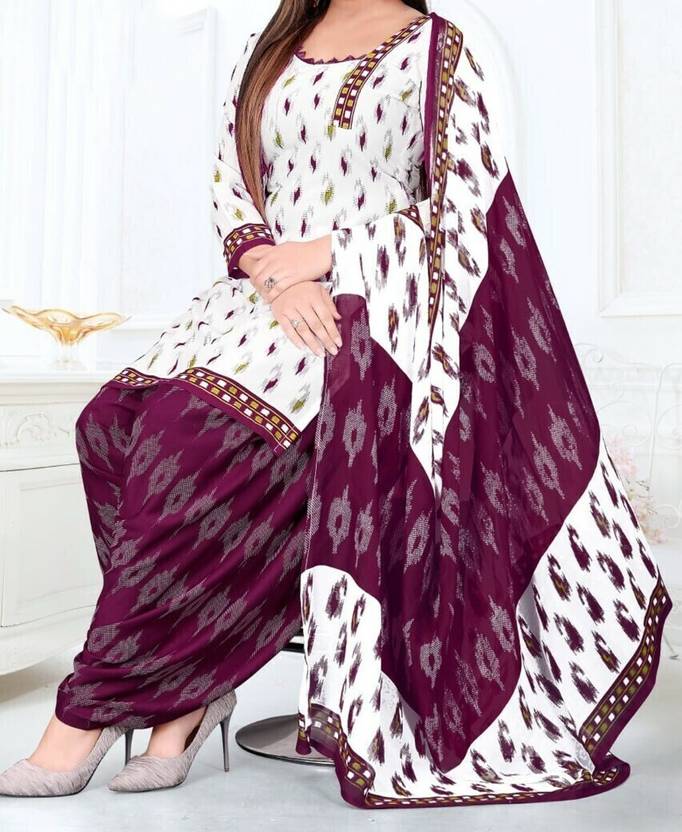 AYKA CLOTHINGS Unstitched Crepe Salwar Suit Material Printed